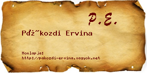 Pákozdi Ervina névjegykártya